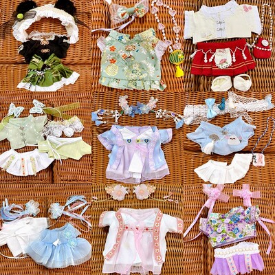 棉花娃娃汉服古风衣服套装女娃裙子发饰20cm公仔玩偶换装无属性潮
