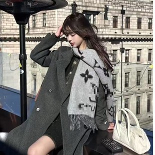 【100山羊绒正确鼎版】高端L双面羊绒围巾网红百搭冬季加厚新年礼