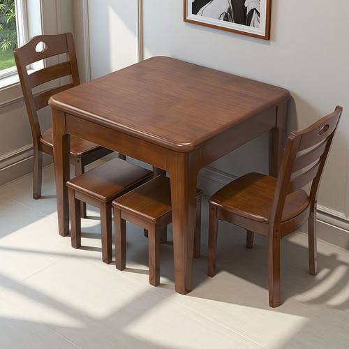 实木正方形餐桌客厅家用小方桌简约休闲棋牌桌出租屋台茶台桌