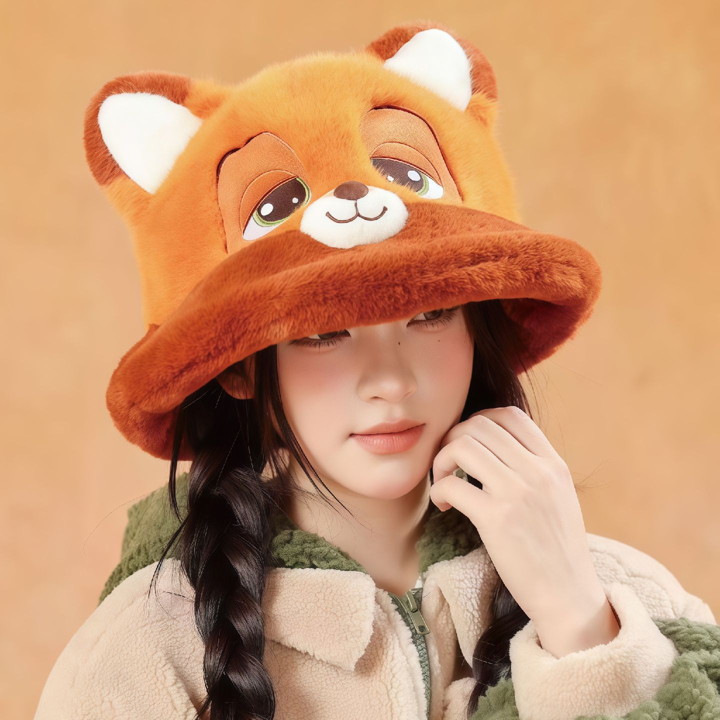 尼克警官狐狸盆盆帽子渔夫珊瑚毛绒卡通女生冬季加厚儿童可爱保暖