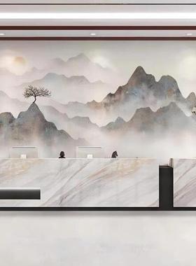 仿大理石岩板吧台公司酒店前台售楼部大堂接待台会所健身房收银台