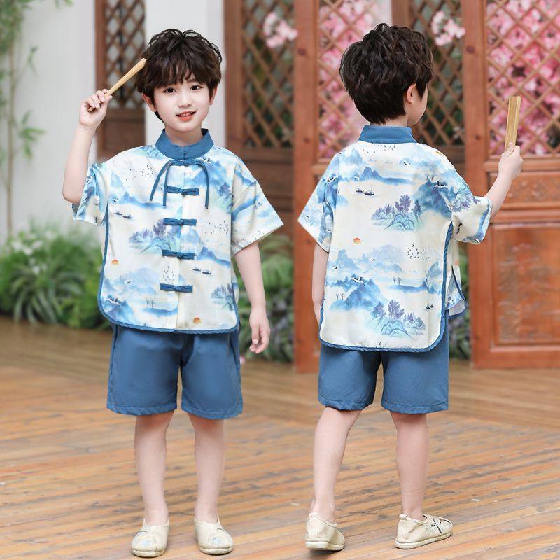 男童汉服夏季新中式套装六一儿童国风唐装薄男宝周岁礼服男孩汉服