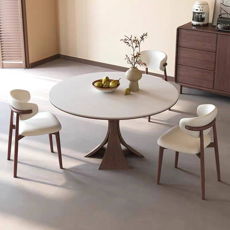 2025新款圆形餐桌古风洽谈桌实木岩板圆桌现代简约家用小户型饭桌,住宅家具,板木餐桌,淘宝优惠券,粉丝福利购,淘宝优惠卷