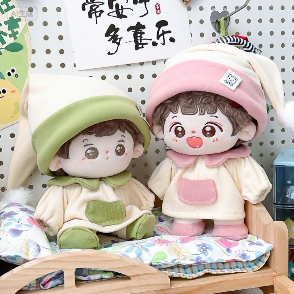 原创娃衣10/15/20/40cm棉花娃娃衣服平价家居睡帽鞋子三件套