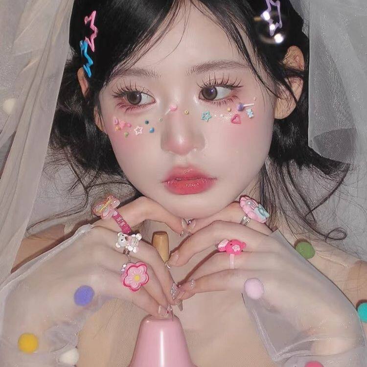 脸部贴饰爱心五角星儿童影楼拍照多巴胺造型棒棒糖贴脸装饰品