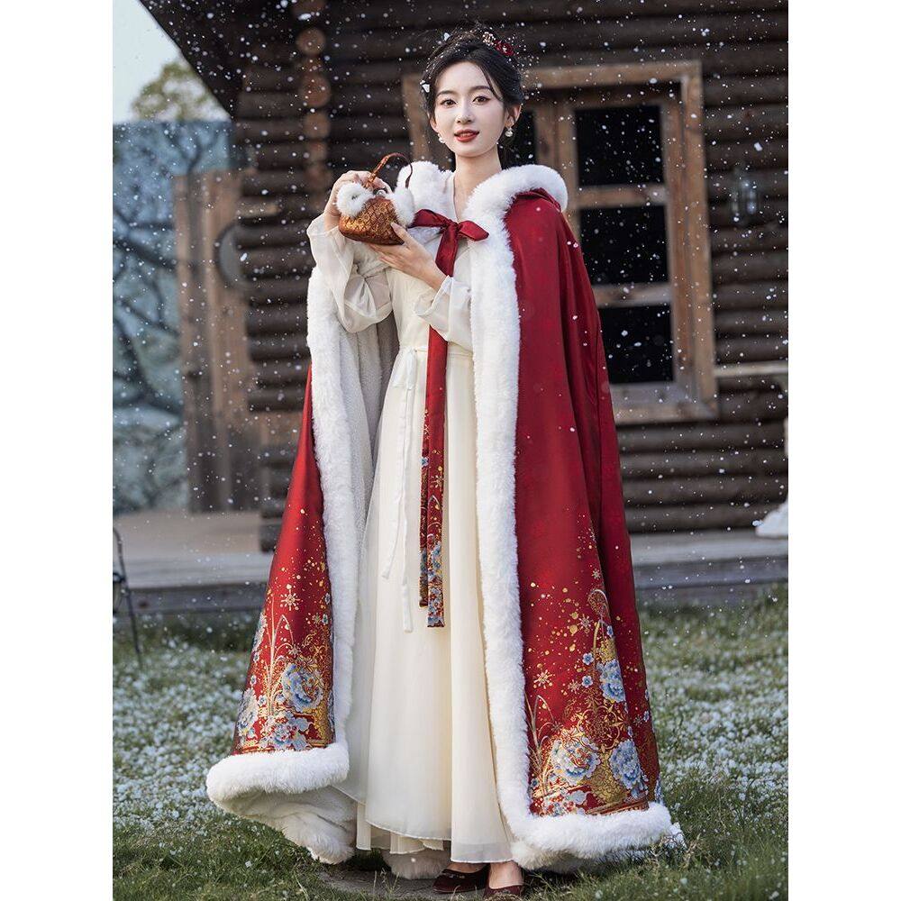 2025年披风女冬天结婚新娘秀禾服斗篷红色汉服加绒加厚毛披肩冬季,童装/婴儿装/亲子装,披风/斗篷,淘宝优惠券,粉丝福利购,淘宝优惠卷