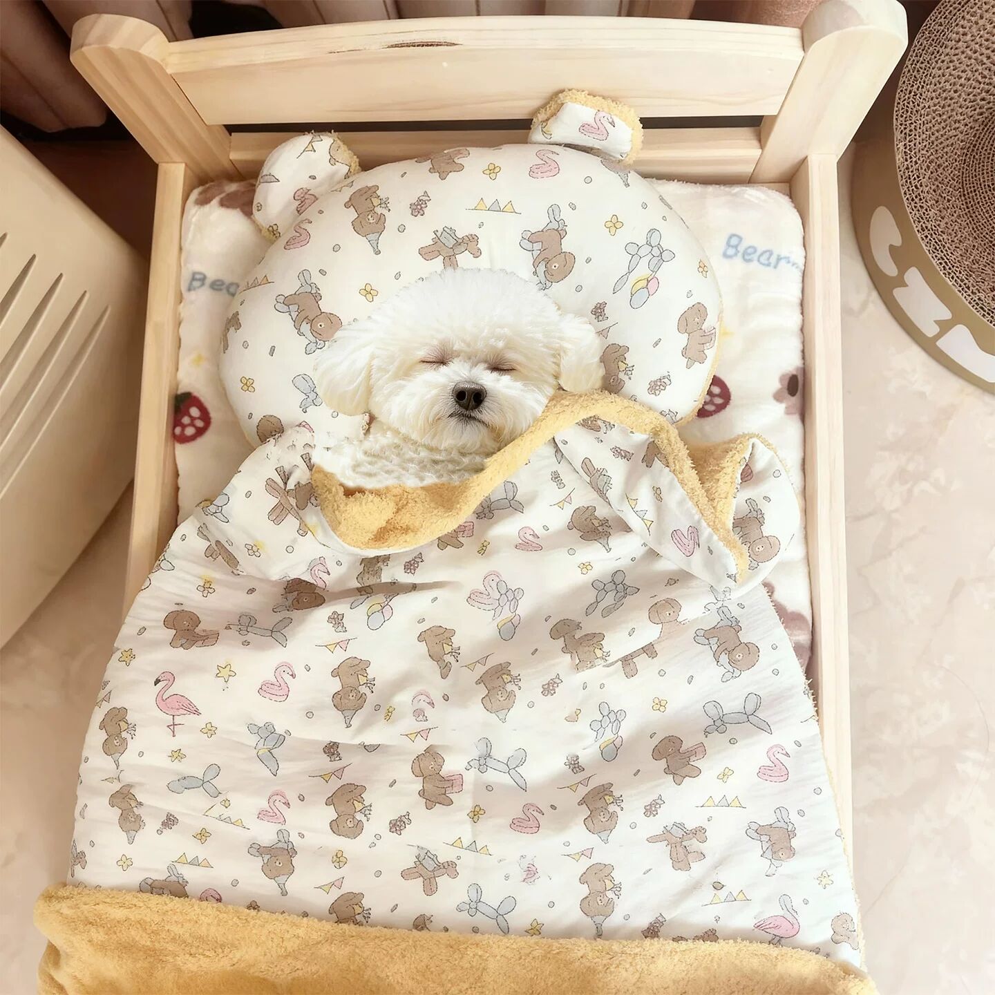 比熊专用小被子枕头小狗狗比熊犬泰迪毯子毛毯狗窝垫秋冬季空调被
