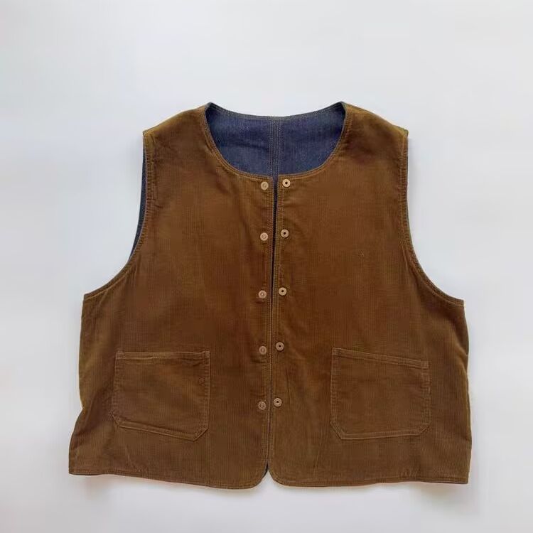 两面穿牛仔马甲 巨百搭好看 自留高品质小众设计背心马夹女