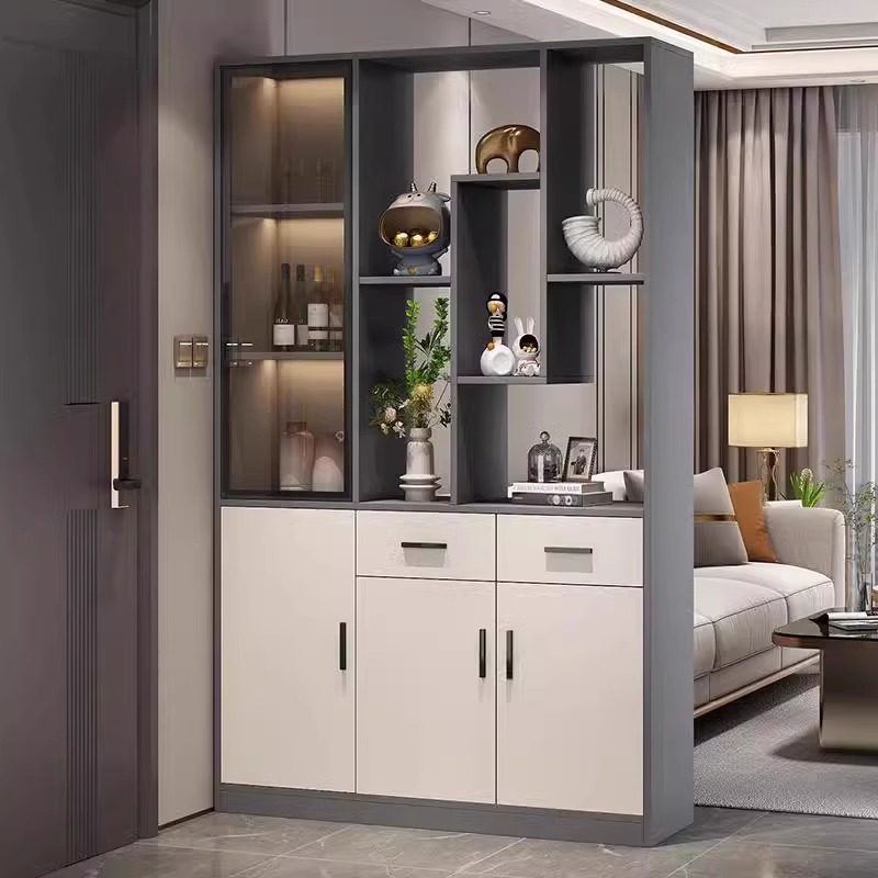 全友家居入户正对门玄关柜鞋柜一体实木酒柜2025新款客厅隔断屏风