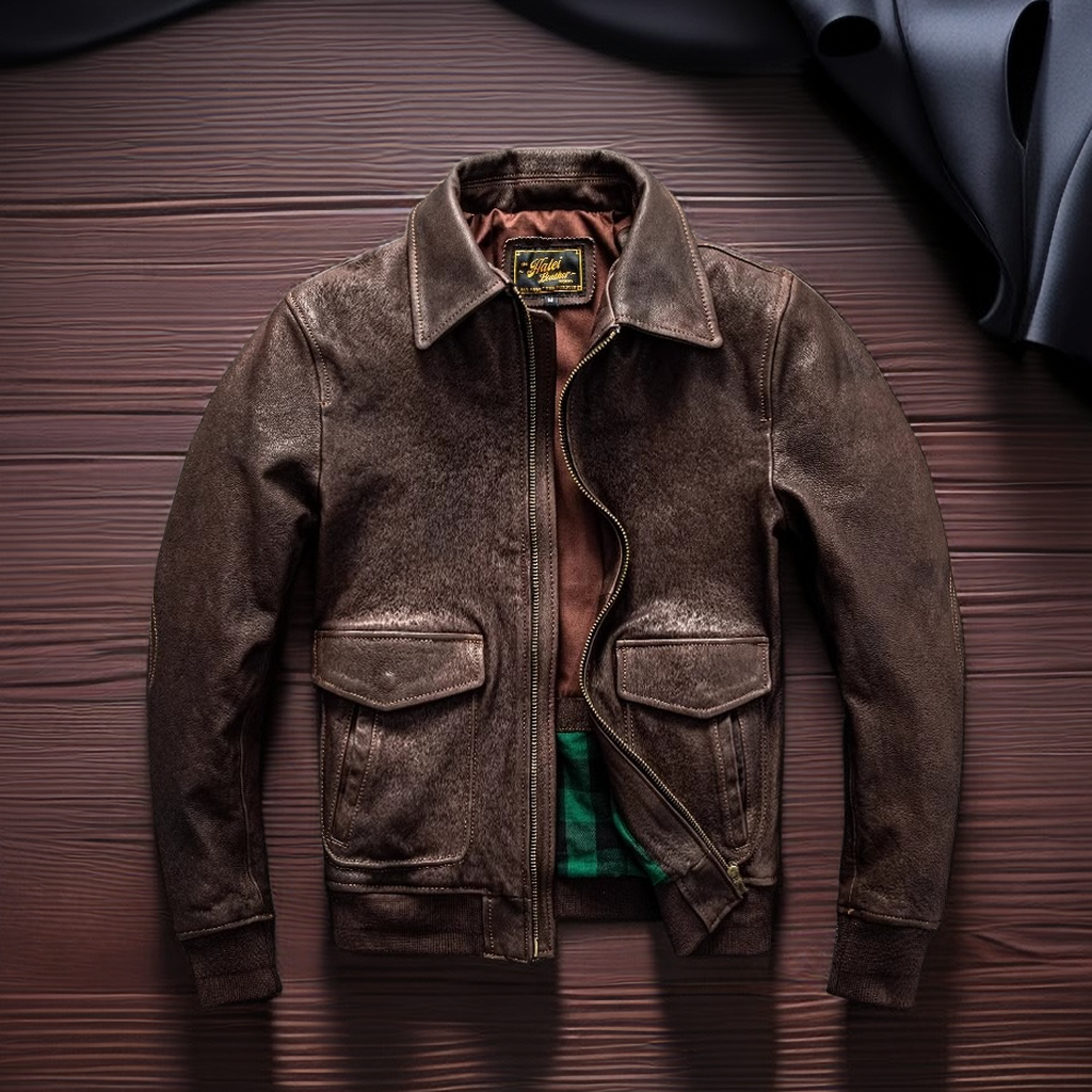 狂飙同安欣同款无涂层山羊皮真皮皮衣男G1飞行服皮夹克秋冬款外套