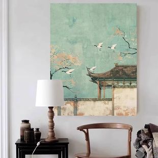 新中式宋徽宗瑞鹤书房茶室客厅装饰画宋代美学法式中古风大幅挂画