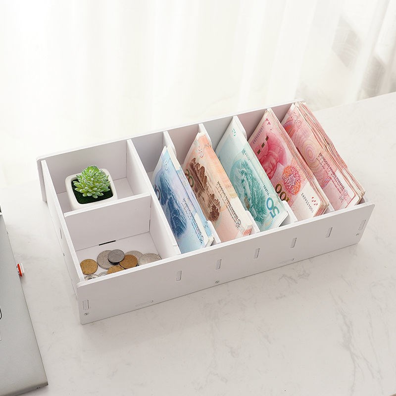 钱箱子收银用桌面零钱收纳盒财务钱币收纳盒纸币收银抽屉整理架收