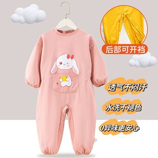 婴儿户外爬行女宝宝连体爬爬服罩衣防脏护衣秋冬外穿洋气全身防水