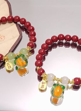 爆款国潮朱砂色吉祥如意纳福手链简约高级感事事如意手串送妈妈