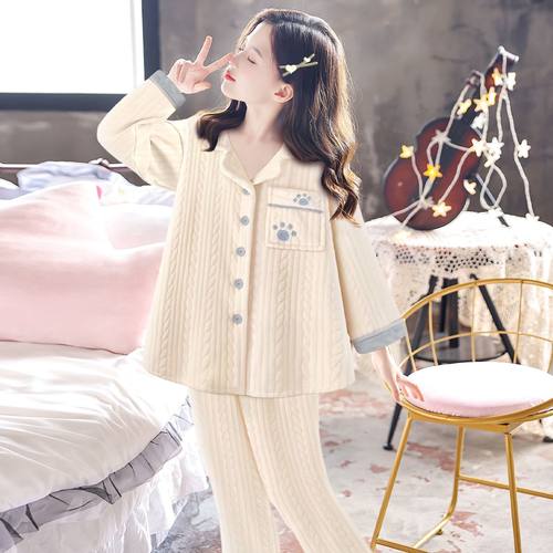 儿童睡衣女孩2025新款秋冬季珊瑚绒中在童加厚加绒休闲女童家居服