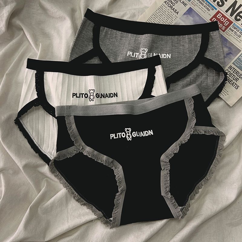 小熊内裤女纯棉抗菌学生日系少女安全打底无痕透气中腰三角短裤头