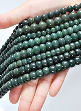 天然绿皮风化绿色阴皮菩提根手串108颗 菩提子文玩佛珠念珠项链