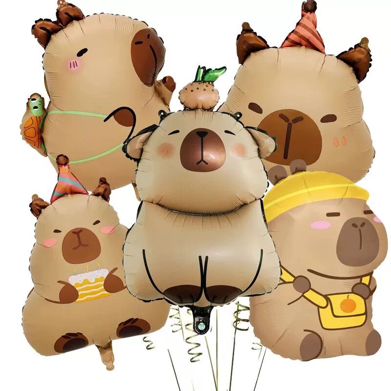 5pcs Cartoon Capybara Aluum Film Balloon Set Cute Kapibala C