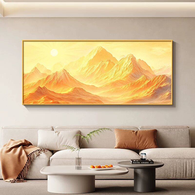 日照金山客厅装饰画办公室东墙聚财靠山图壁画沙发背景高级感挂画,家居饰品,现代装饰画,淘宝优惠券,粉丝福利购,淘宝优惠卷