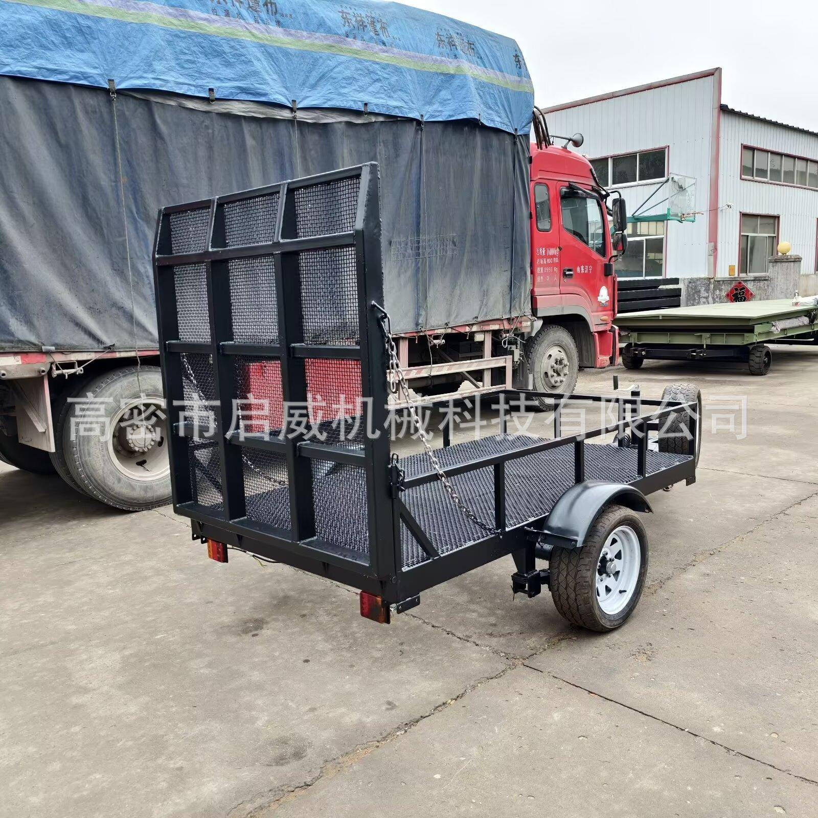 牵引式高栏1吨单轴网格拖车农用热镀锌拖车搬货运输工具车