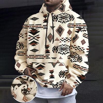 Men's fleece in winter thickened and warm ethnic style