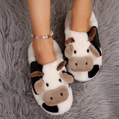Cute Cow Womens Sandals Cartoon Slippers Winter Casual