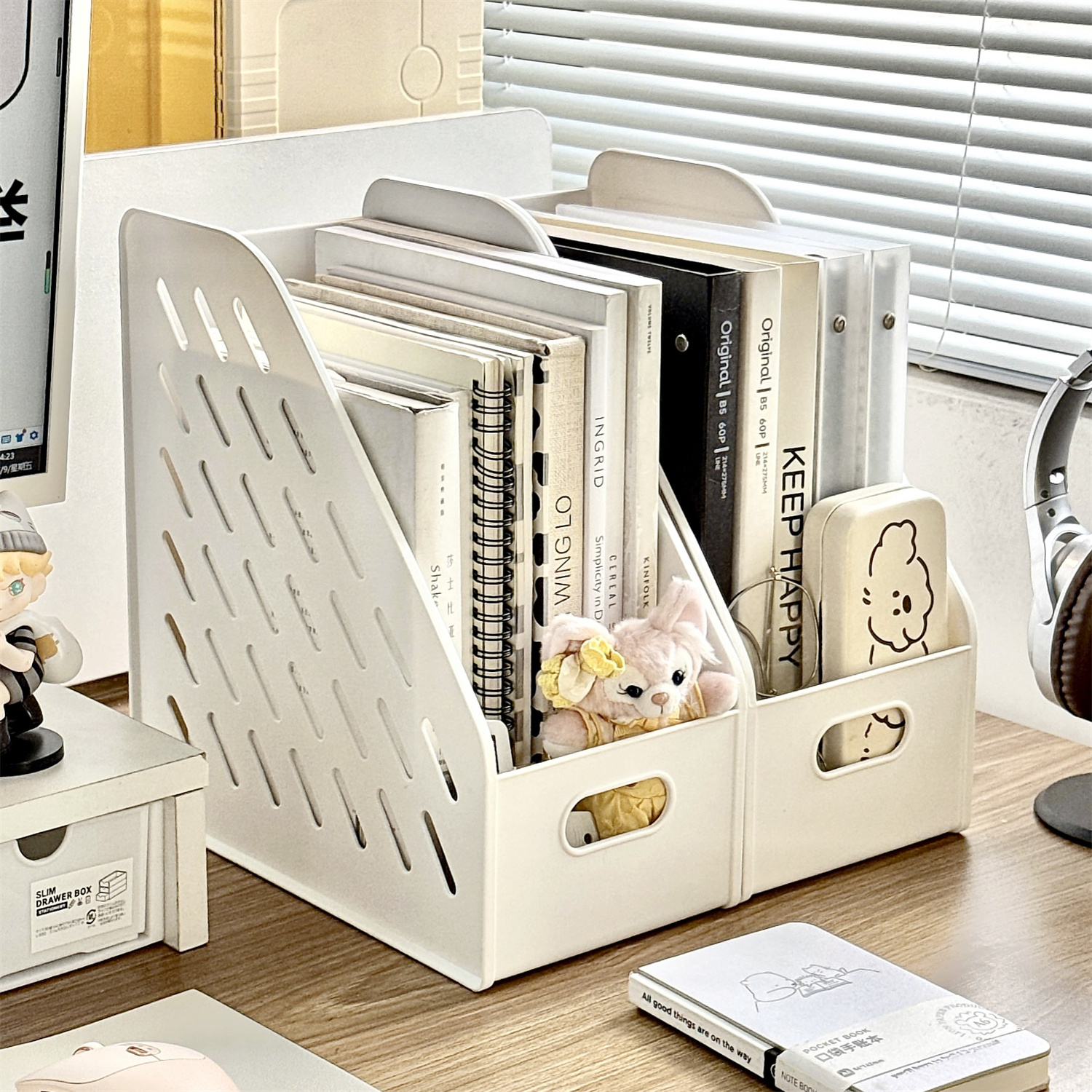 桌面文件收纳架书桌置物架书立架办公室A4整理盒女生工位改造神器