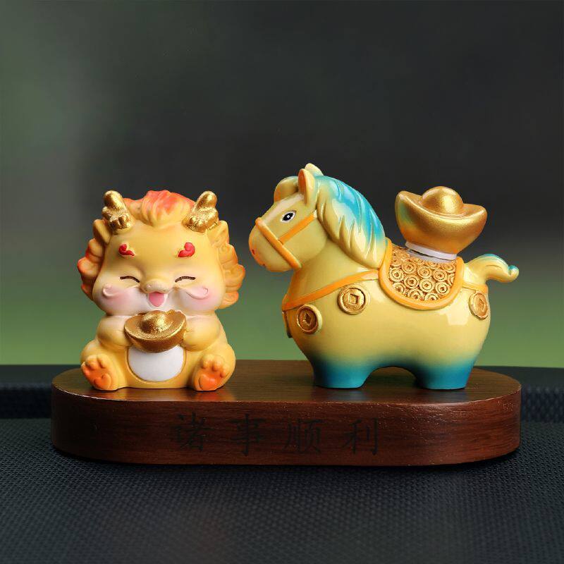 马上有钱汽车摆件马上发财中式高档小马车载车内装饰龙马精神桌面