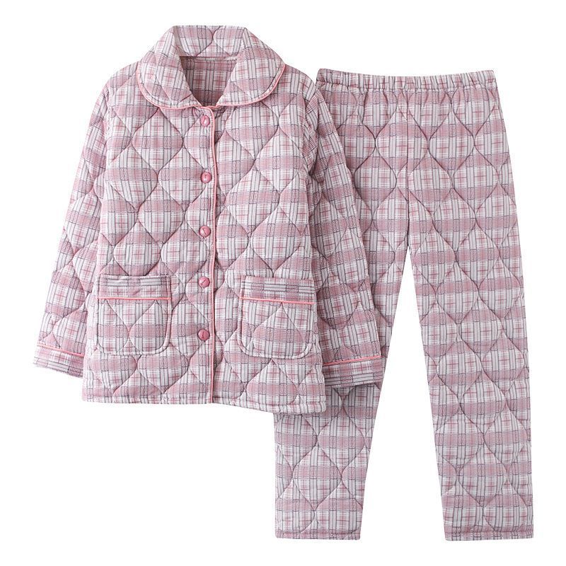 南极人中年妈妈睡衣女士冬季纯棉三层加厚夹棉袄保暖家居服可外穿