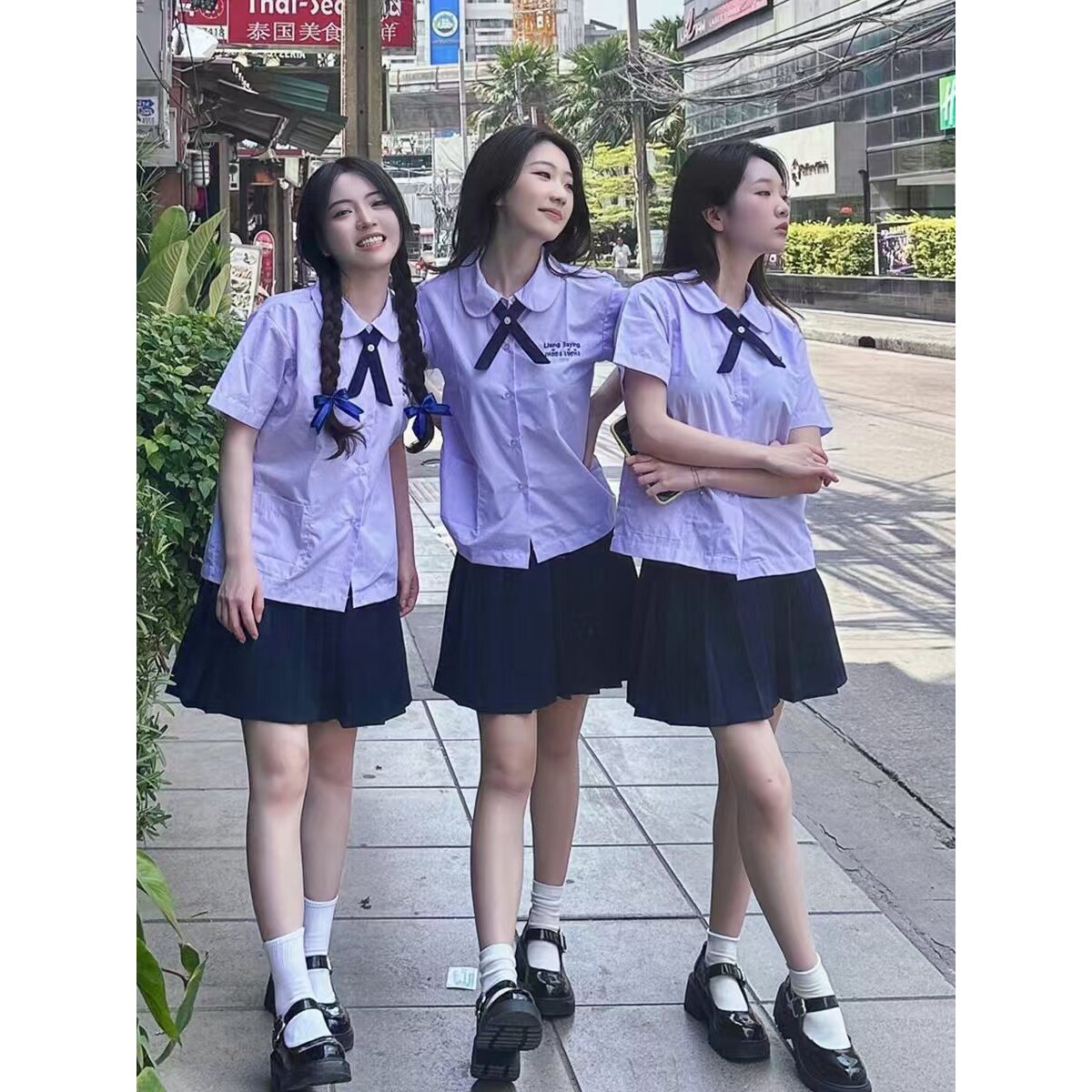 泰式泰国校服衬衫女学院风jk制服高中学生合唱演出毕业班服套装