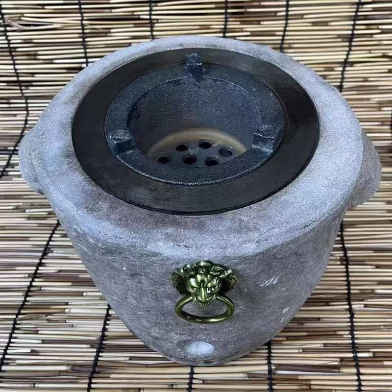 纯手工老石臼茶炉围炉煮茶器具石鼓石头电磁碳两用碳炉子家用