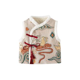 女童马甲秋冬款婴儿夹棉背心宝宝冬季保暖内穿坎肩儿童国风拜年服