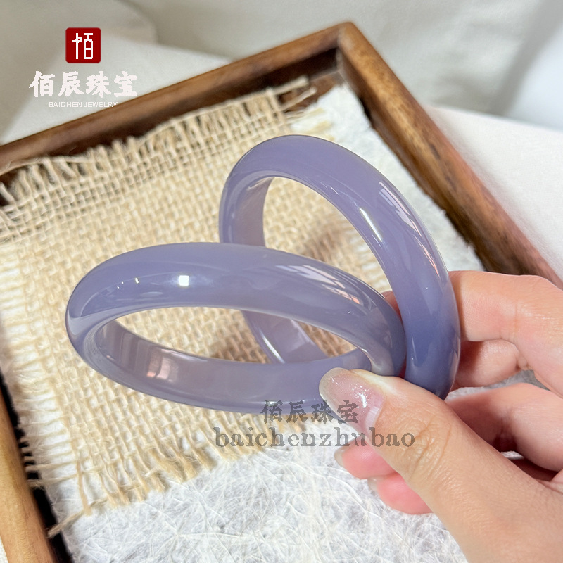 厂家直销外蒙料薰衣草紫手镯仿翡翠紫色手镯时尚女款手镯直播货源