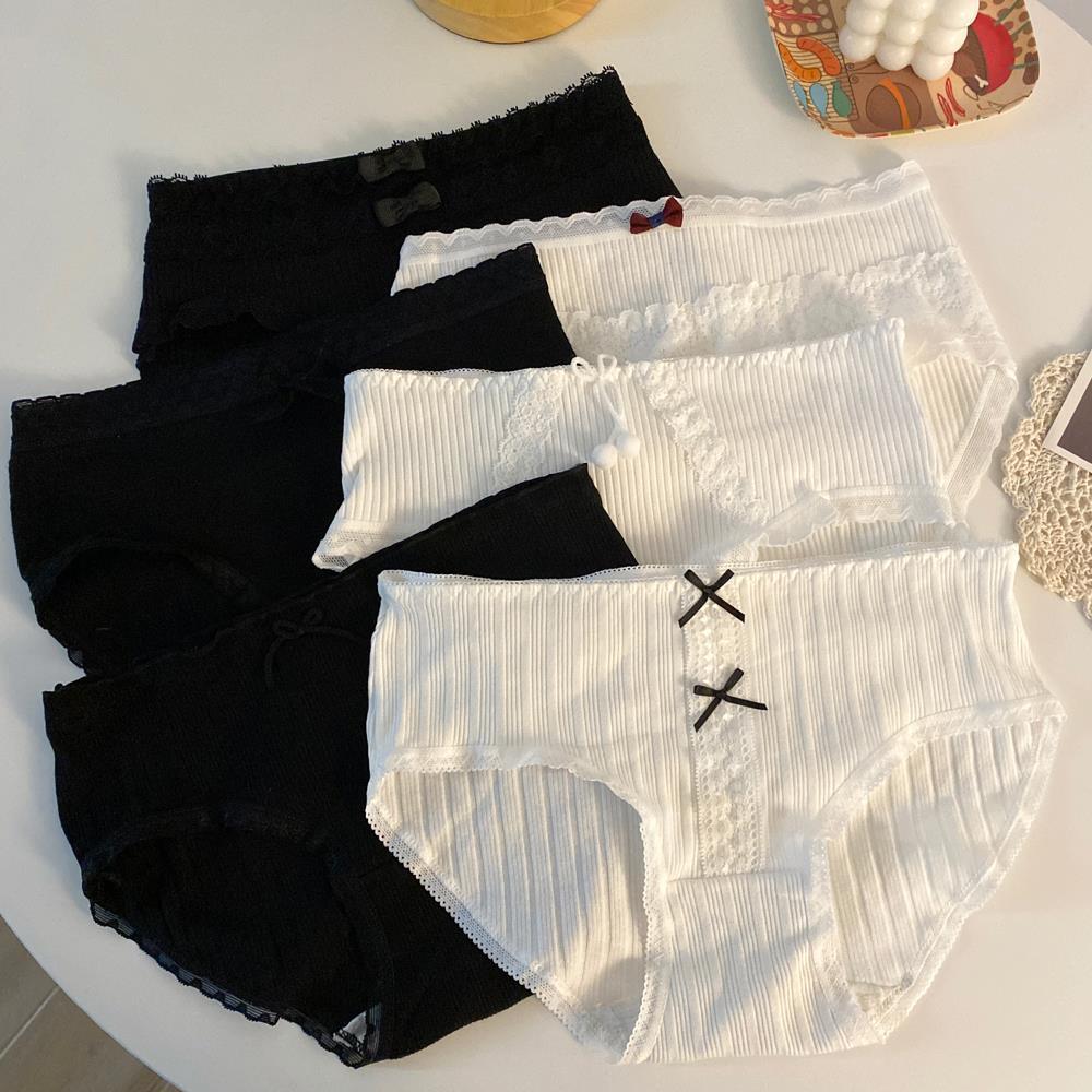 2026爆款内裤女纯棉透气日系少女学生可爱无痕低腰黑白纯色甜美女