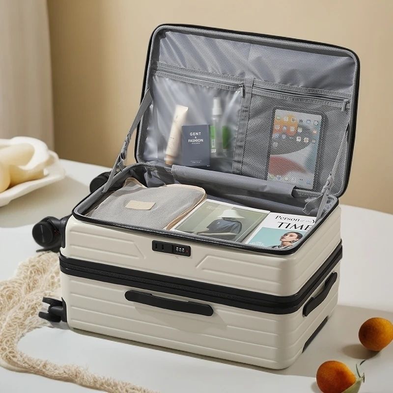行李箱翻盖式大容量ABS+PC旅行箱密码箱刹车轮拉杆箱侧开深仓新款