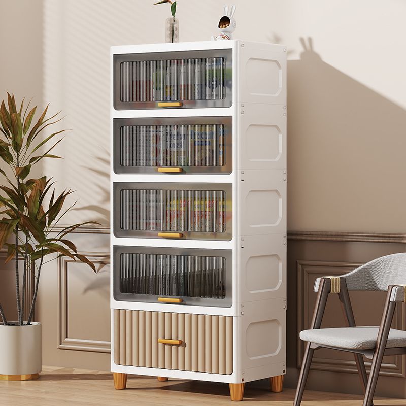 翻盖式收纳柜落地置物架抽屉式储物柜客厅多功能整理柜卧室床头柜