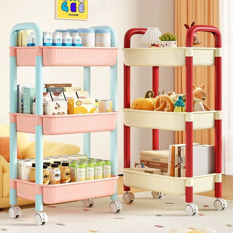 多巴胺小推车置物架厨房浴室落地卧室书本移动婴儿玩具零食收纳架