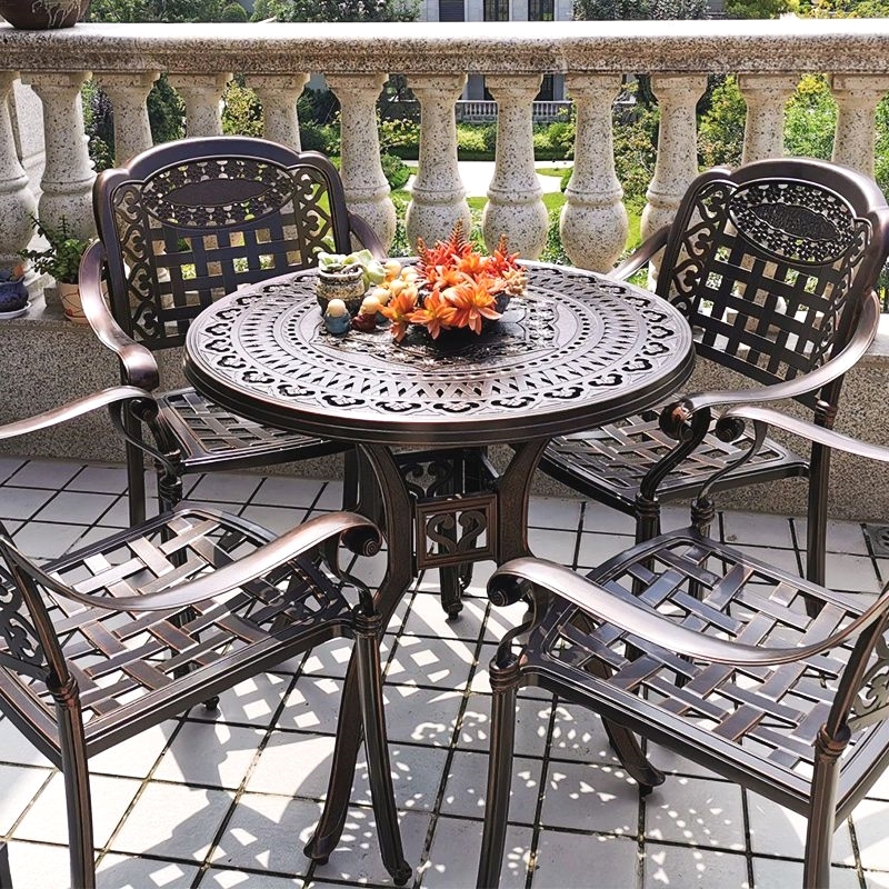 铸铝户外桌椅室外庭院花园防水防晒外摆组合家具休闲餐桌铁艺露天