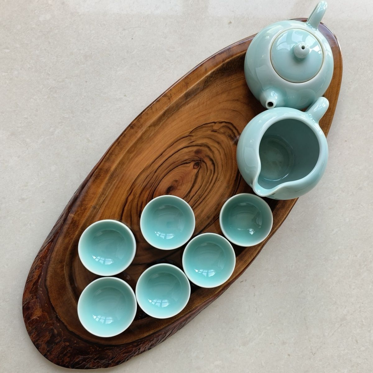 茶杯放置盘香樟木实木一整片简约茶盘可放一壶六杯客厅家用