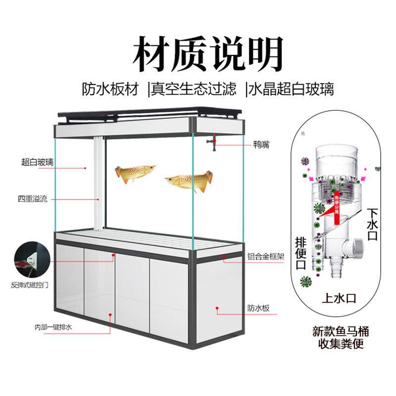 鱼缸水族箱大型客厅落地家用免换水底下过滤超白玻璃隔断屏风鱼缸