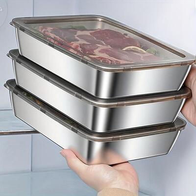 3pcs Durable Stainless Steel Food Storage Containers Set
