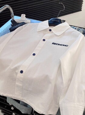 2025新款儿童衬衫刺绣衬衣长袖蓝色上衣百搭韩洋气潮WL