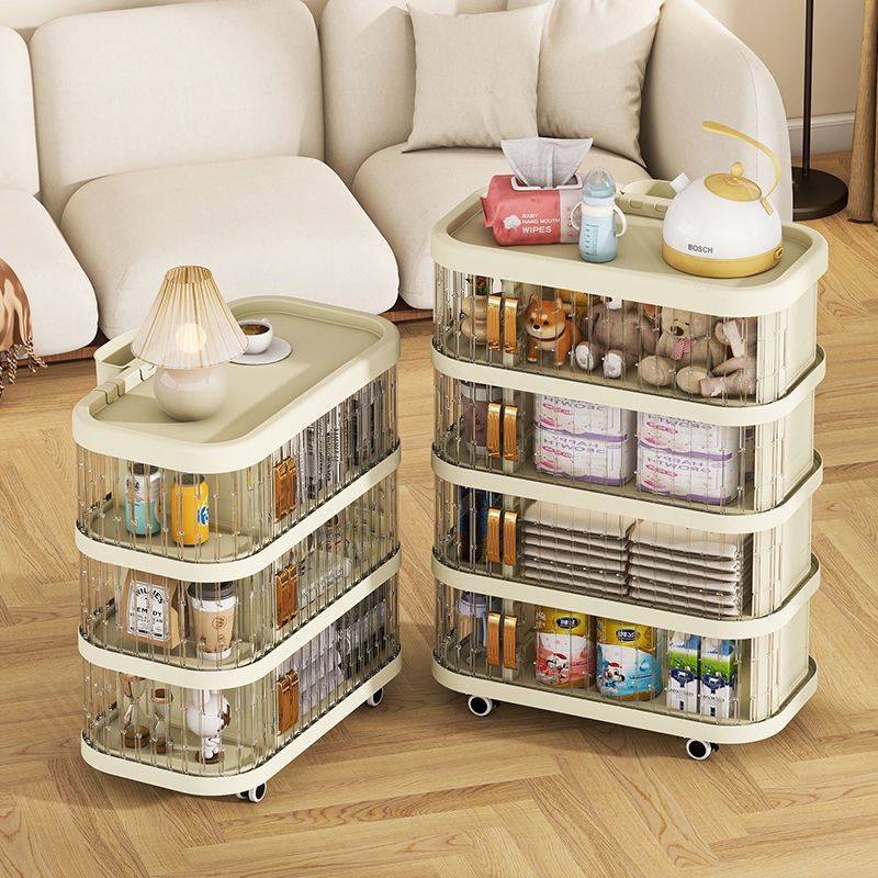 免安装折叠收纳柜多层大容量拉门储物柜卧室夹缝床头柜客厅零食柜,收纳整理,收纳柜,淘宝优惠券,粉丝福利购,淘宝优惠卷