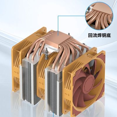 10管双塔320w散热器13700 13900k 14900kf 14700铜管铜板回流焊接