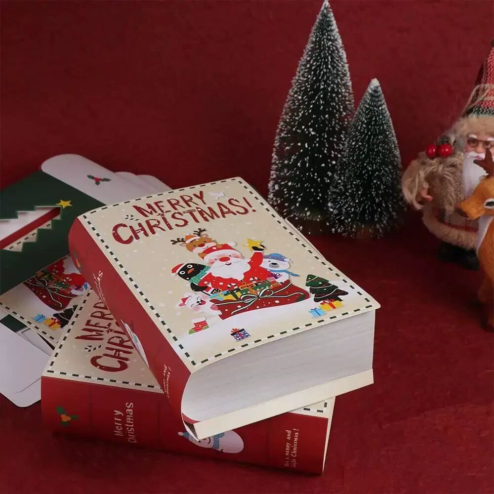 5pcs Book Shape Christmas Candy Gift Box Xmas Gift Packing B