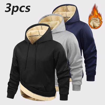 Men's fleece lined warm hoodie comfortable and versatile