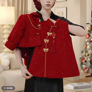 女童拜年服2026冬季新款洋气旗袍时尚千金风小香风汉服连衣裙套装