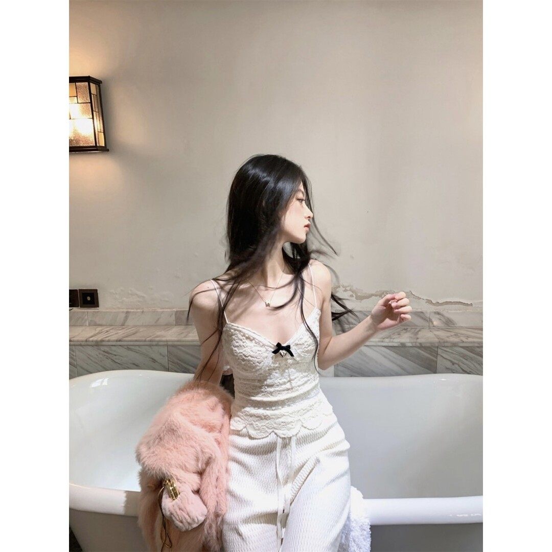 小香风纯欲蕾丝蝴蝶结爱心桃吊带女秋冬内搭短款上衣,户外/登山/野营/旅行用品,帐杆收纳包,淘宝优惠券,粉丝福利购,淘宝优惠卷