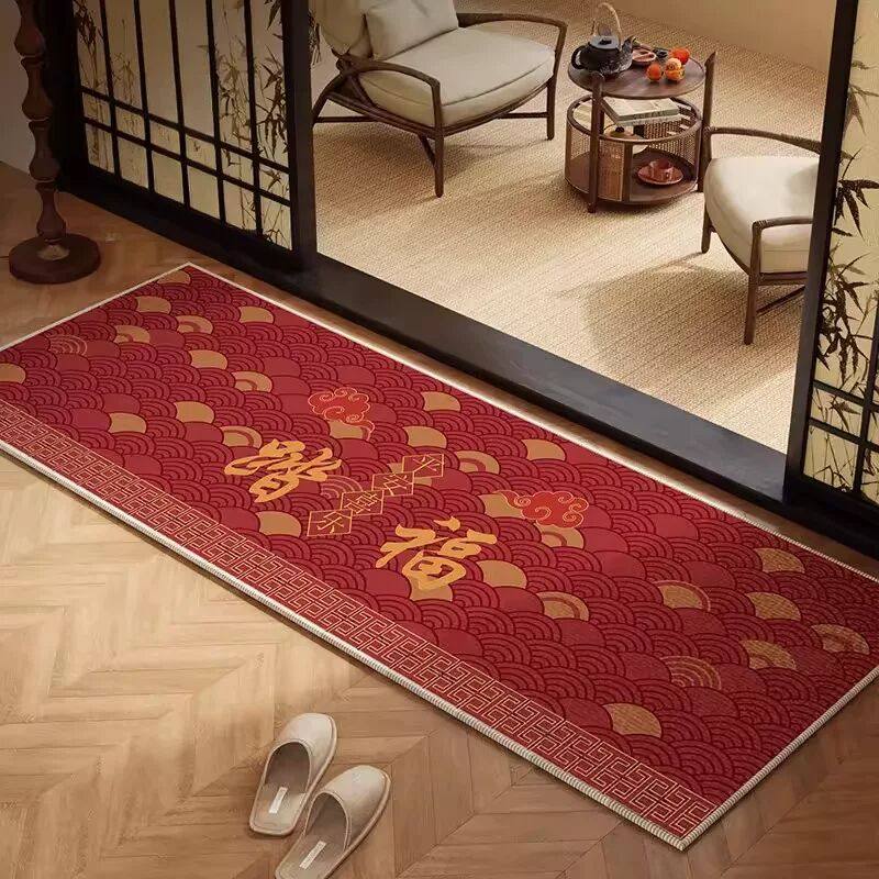 新中式红色踏福地垫入户门垫进门长条地毯茶室门口脚垫厨房外门垫,居家布艺,入户地垫,淘宝优惠券,粉丝福利购,淘宝优惠卷