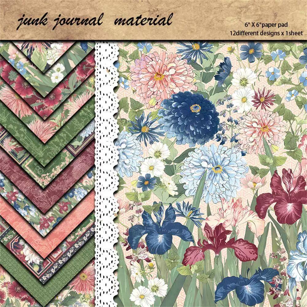 12张复古花簇欧式创意复古背景手账拼贴diy打底装饰素材,文具电教/文化用品/商务用品,贴纸/立体贴纸,淘宝优惠券,粉丝福利购,淘宝优惠卷